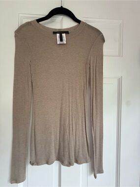 adidas Long-Sleeve Crew Top in Taupe